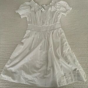 White Smocked Poplin Dress